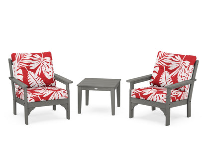 POLYWOOD® Vineyard 3-Piece Deep Seating Set in Slate Grey / Leaf Crimson