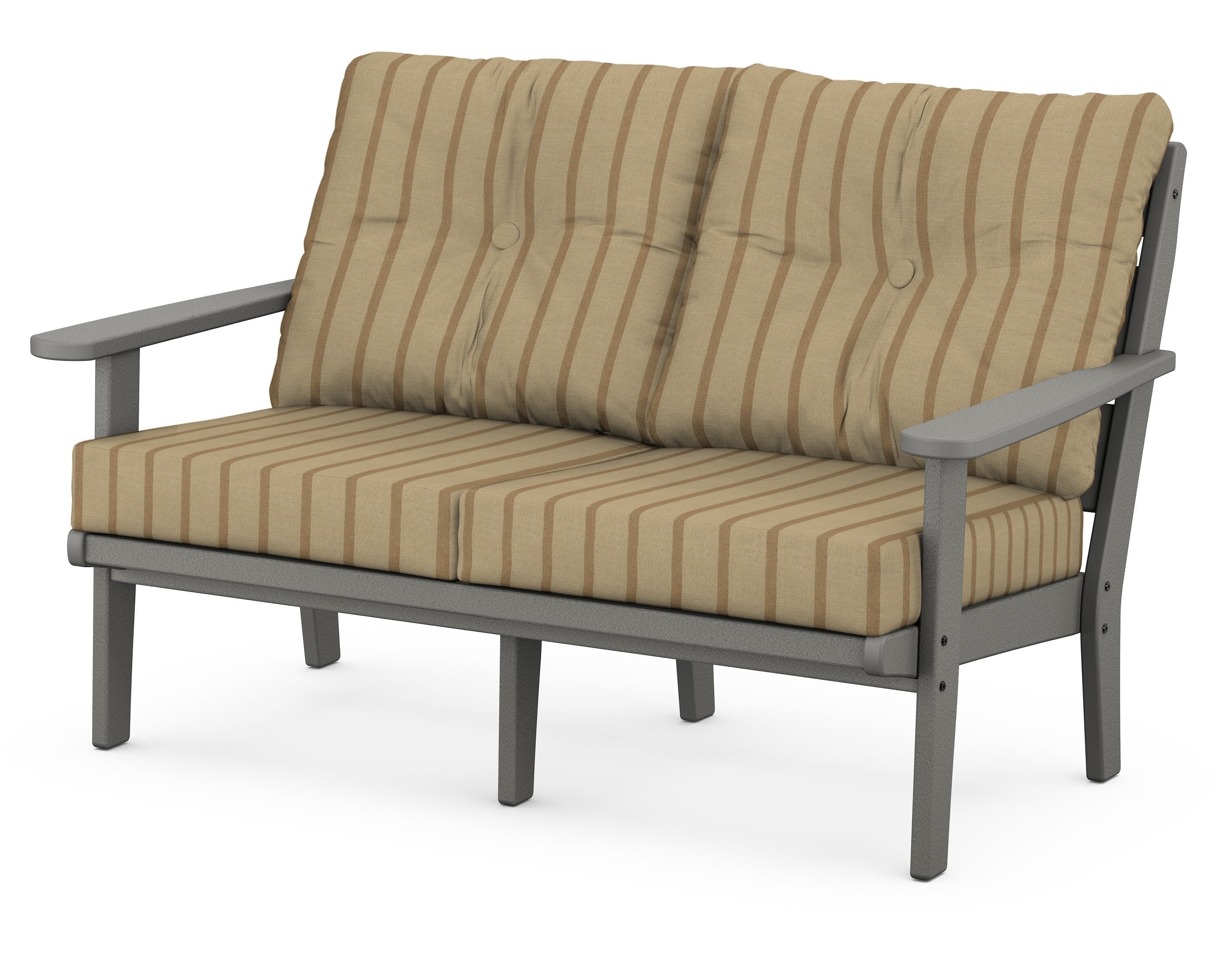 POLYWOOD® Lakeside Deep Seating Loveseat in Slate Grey / Unwind Driftwood