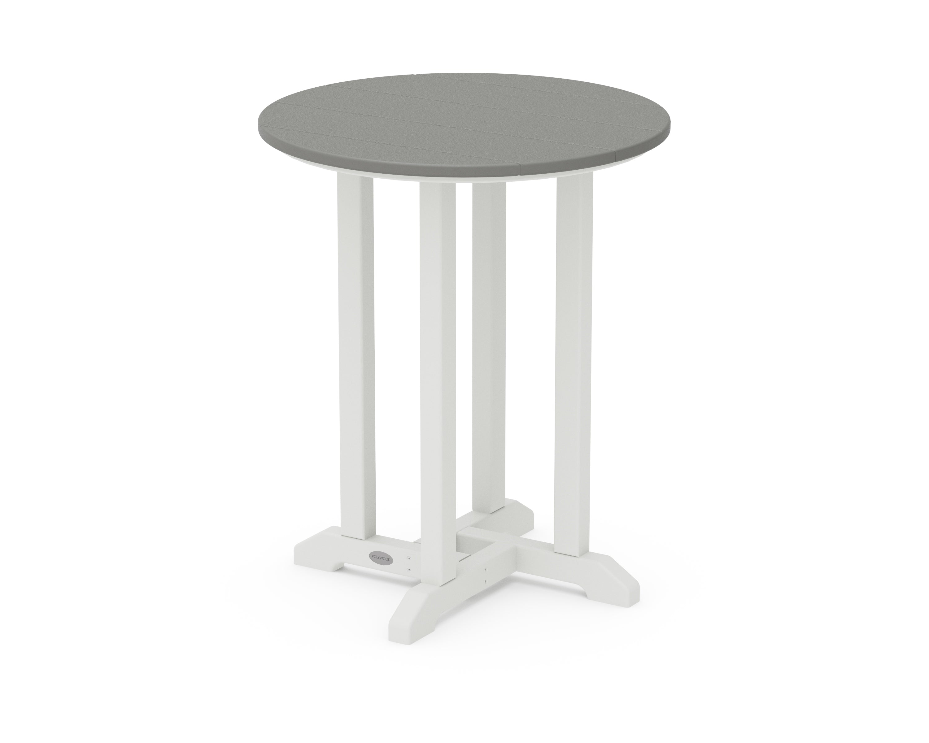 POLYWOOD® Contempo 24" Round Dining Table in White / Slate Grey