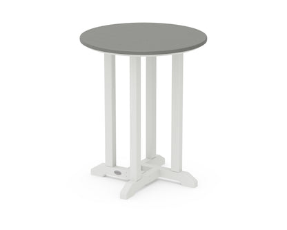 POLYWOOD® Contempo 24" Round Dining Table in White / Slate Grey