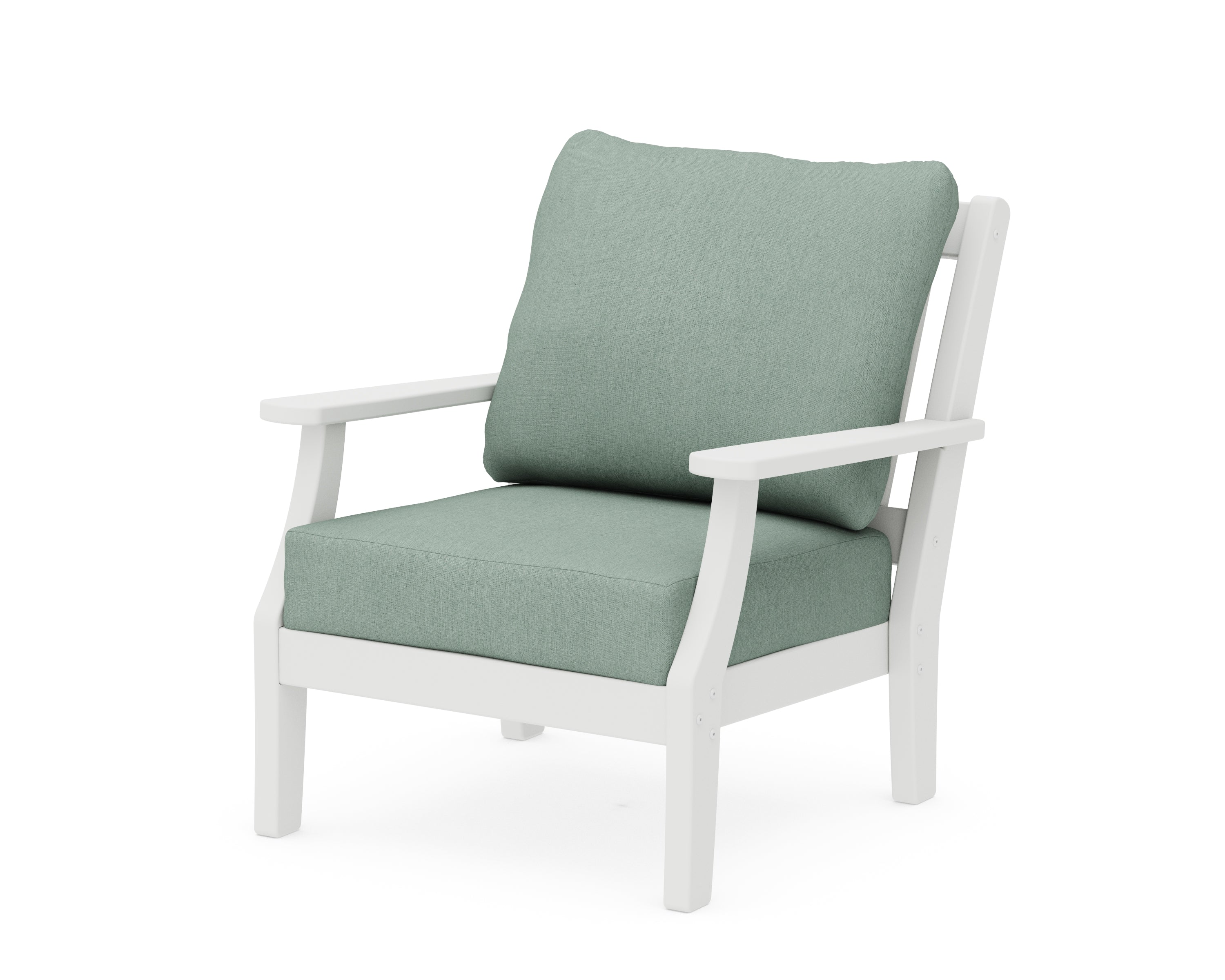 Martha Stewart by POLYWOOD® Chinoiserie Deep Seating Chair in White / Glacier Spa