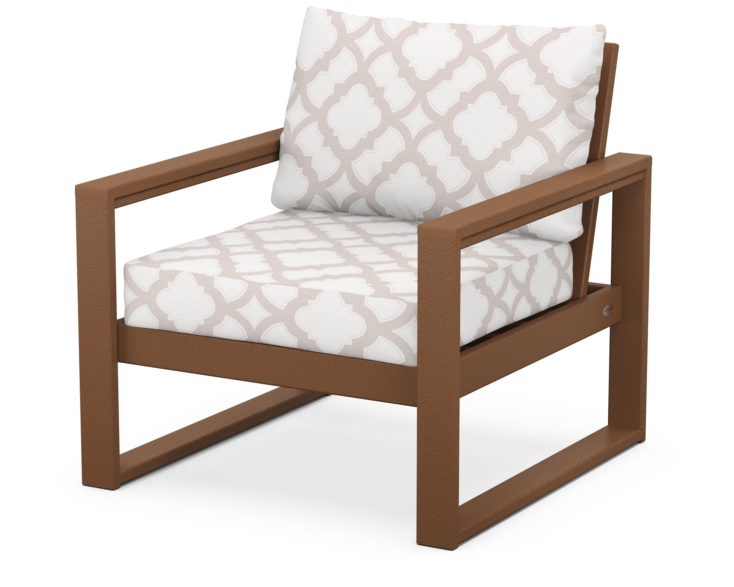 POLYWOOD® EDGE Club Chair in Teak / Trellis Dune Burlap