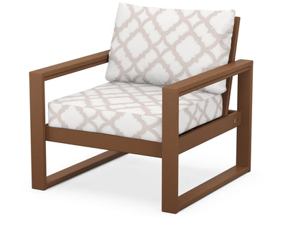 POLYWOOD® EDGE Club Chair in Teak / Trellis Dune Burlap