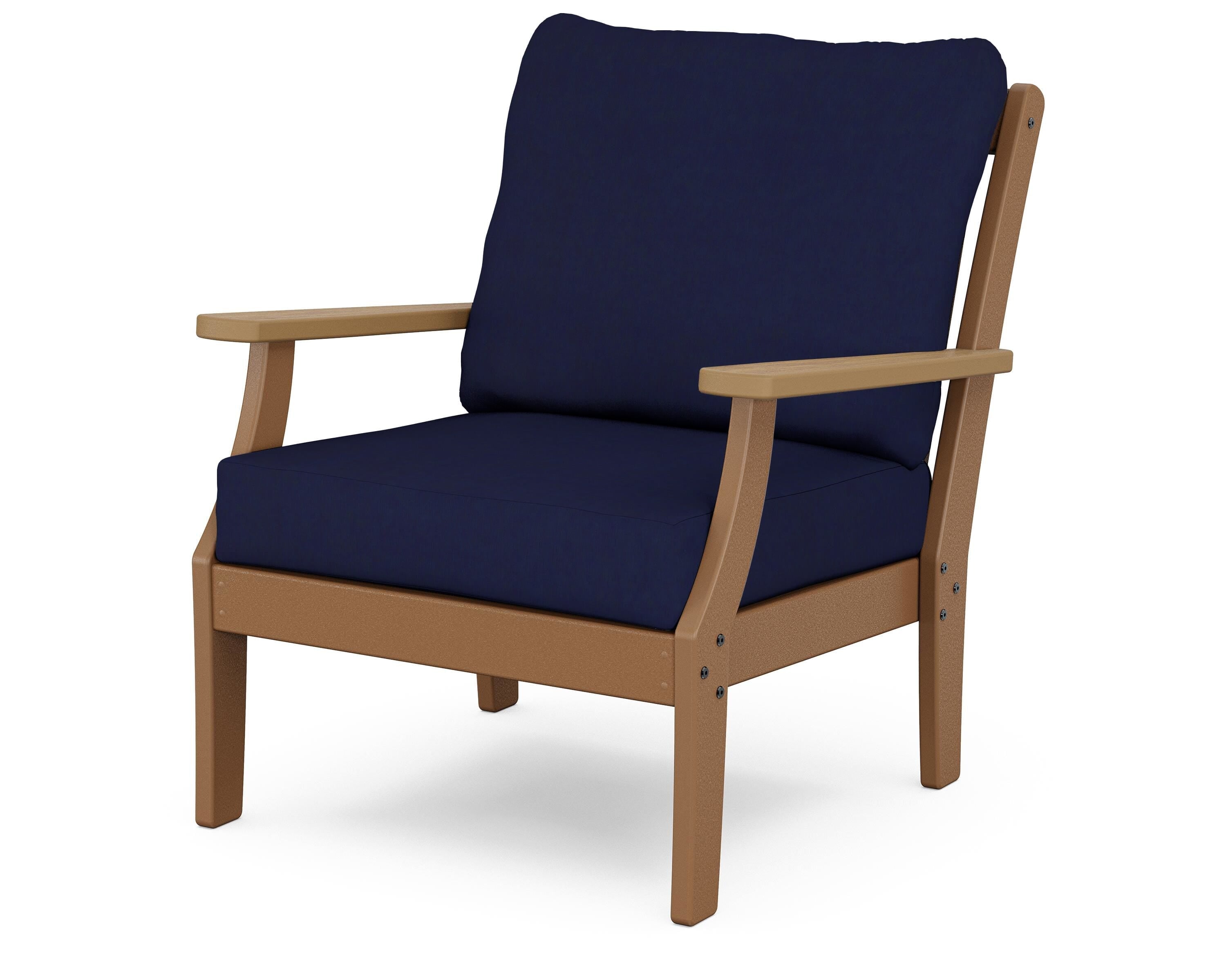POLYWOOD® Braxton Deep Seating Chair in Teak / Natural / Navy