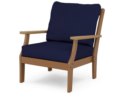 POLYWOOD® Braxton Deep Seating Chair in Teak / Natural / Navy