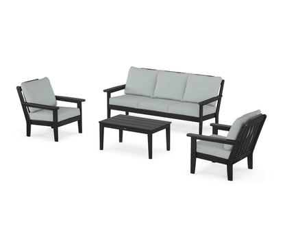 Country Living Cottage 4-Piece Deep Seating Set with Sofa in Black / Spa