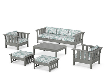 Martha Stewart by POLYWOOD® Acadia 6-Piece Lounge Sofa Set in Slate Grey / Leaf Glacier Spa