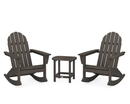 Vineyard 3-Piece Adirondack Rocking Chair Set with South Beach 18" Side Table