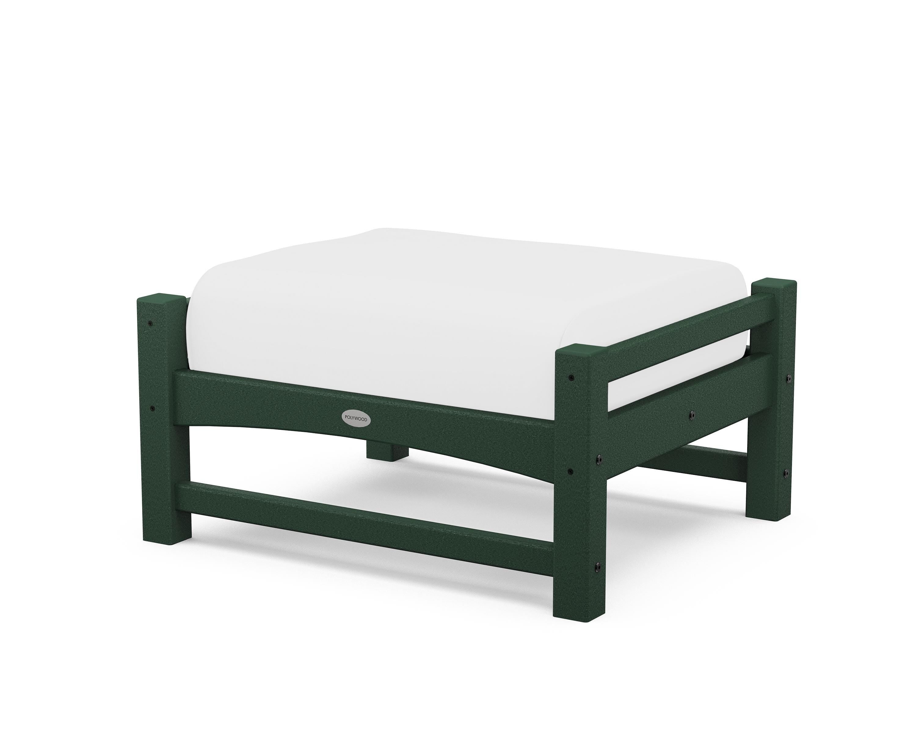 POLYWOOD® Club Ottoman in Green / Natural