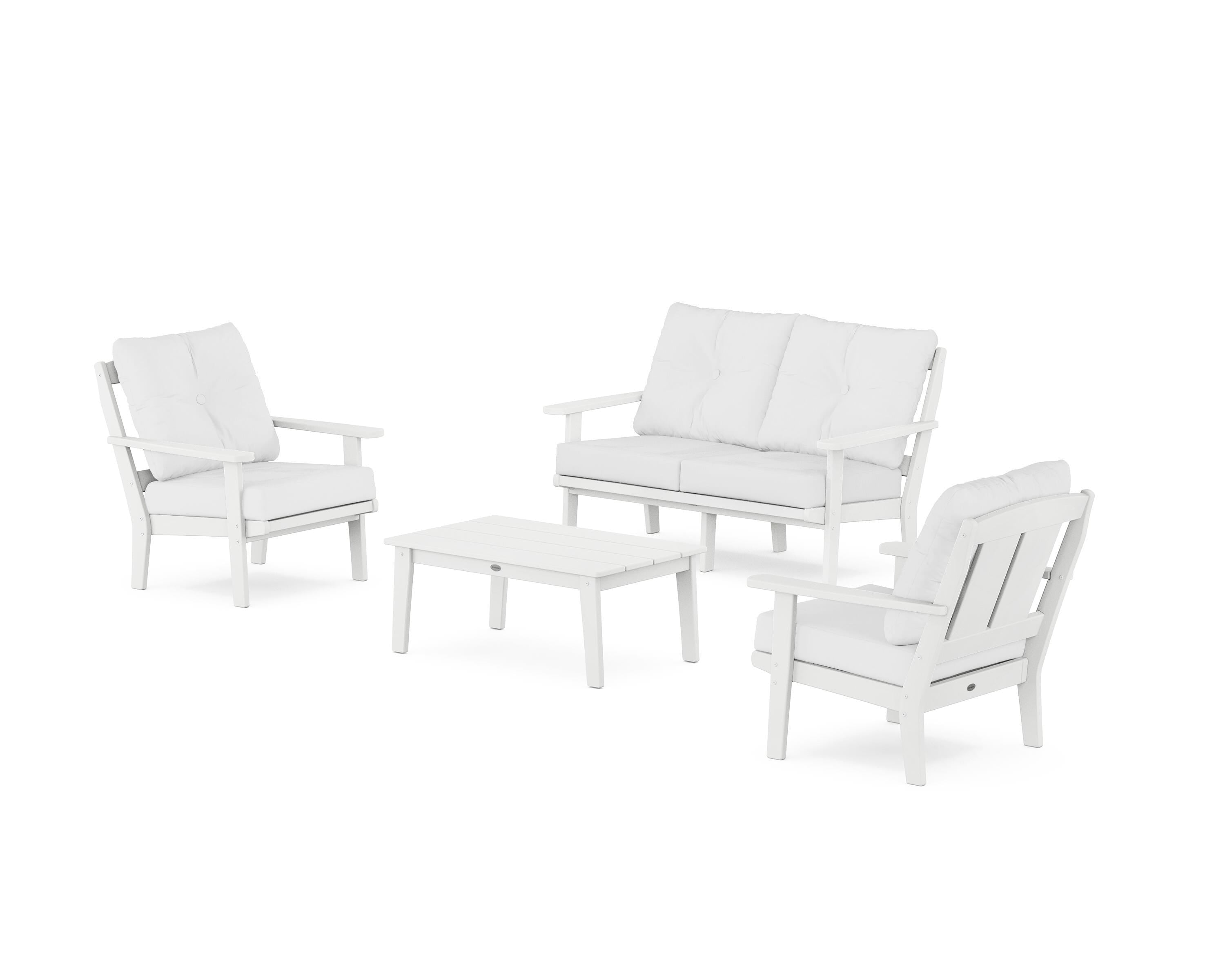 POLYWOOD® Mission 4-Piece Deep Seating Set with Loveseat in White / Natural