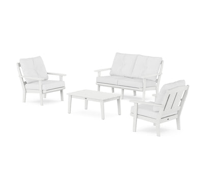 POLYWOOD® Mission 4-Piece Deep Seating Set with Loveseat in White / Natural