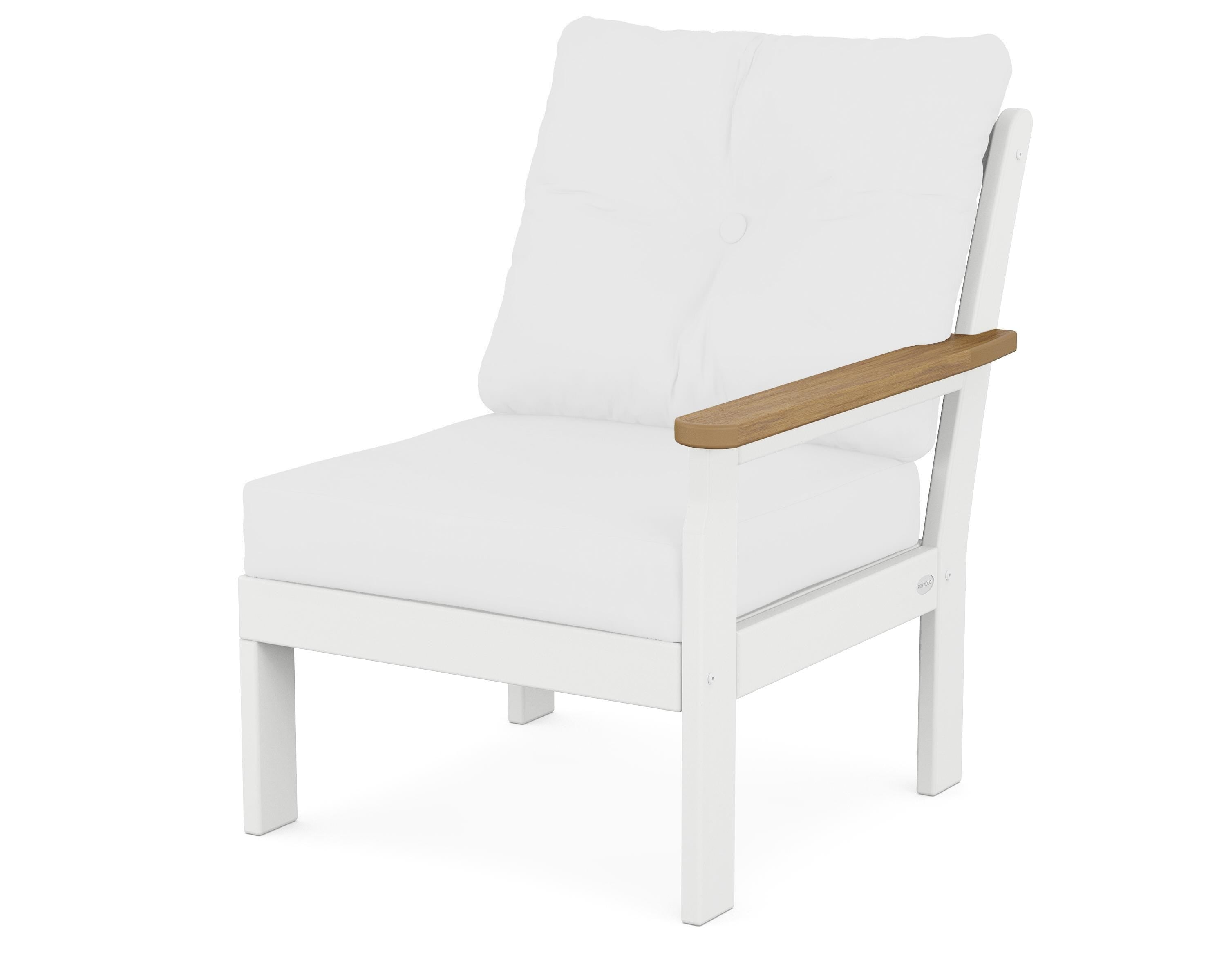 POLYWOOD® Vineyard Modular Right Arm Chair in White / Natural / Natural