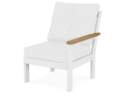 POLYWOOD® Vineyard Modular Right Arm Chair in White / Natural / Natural