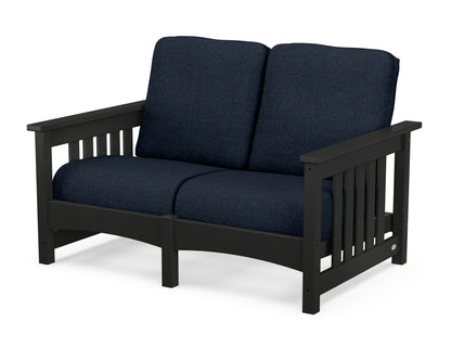 POLYWOOD® Club Mission Loveseat in Black / Marine Indigo