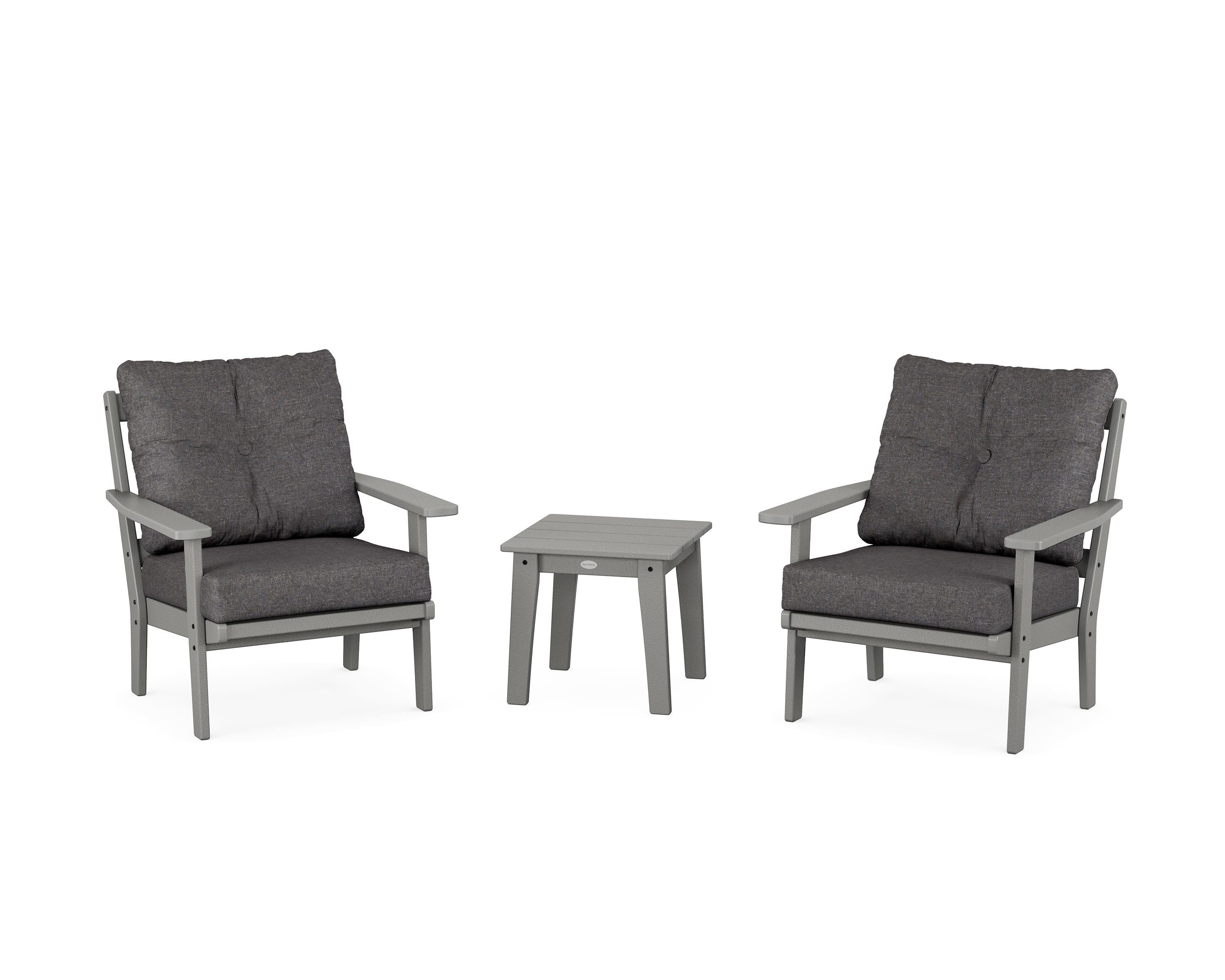 POLYWOOD® Prairie 3-Piece Deep Seating Set in Slate Grey / Ash Charcoal