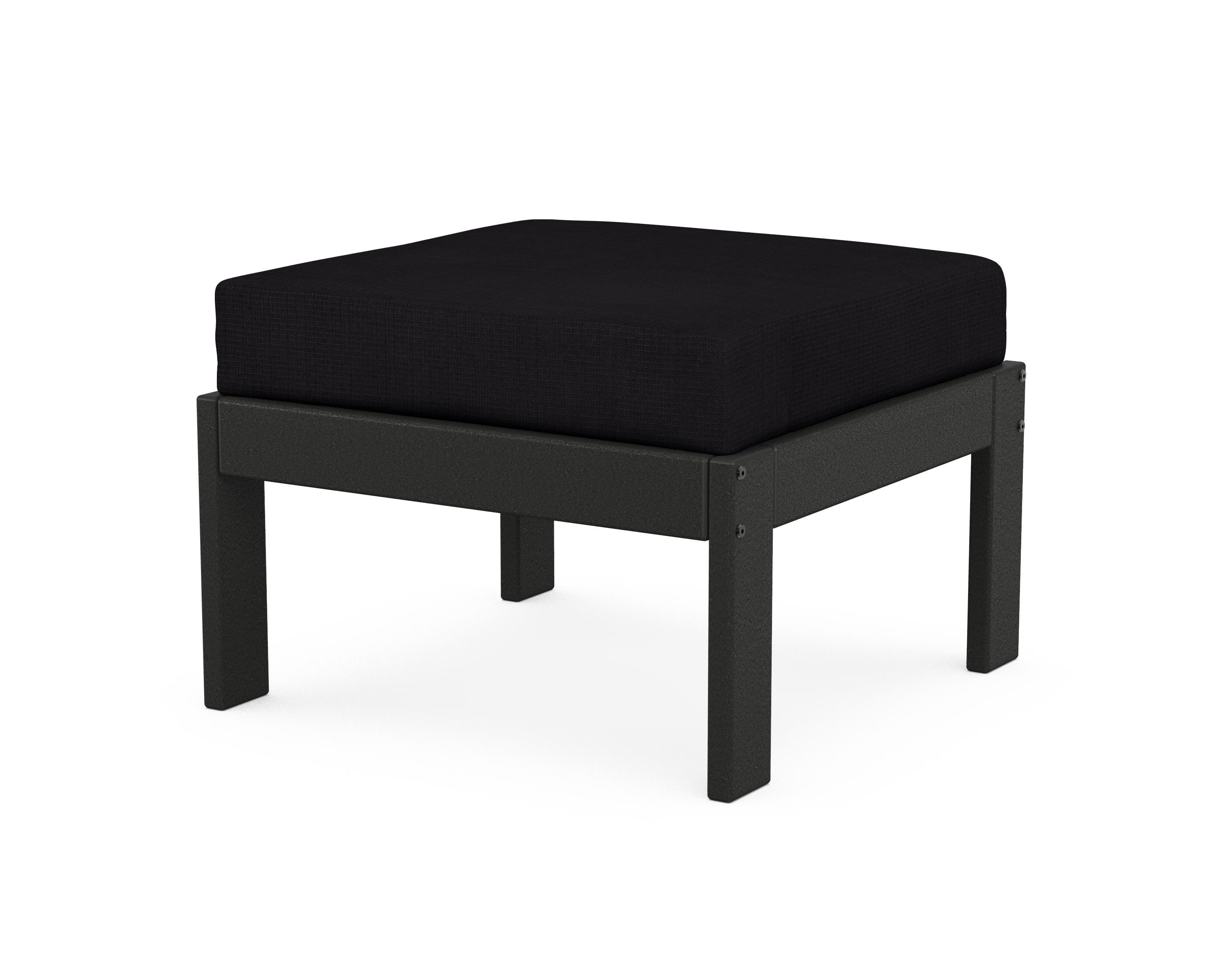 POLYWOOD® Vineyard Modular Ottoman in Black / Midnight Linen