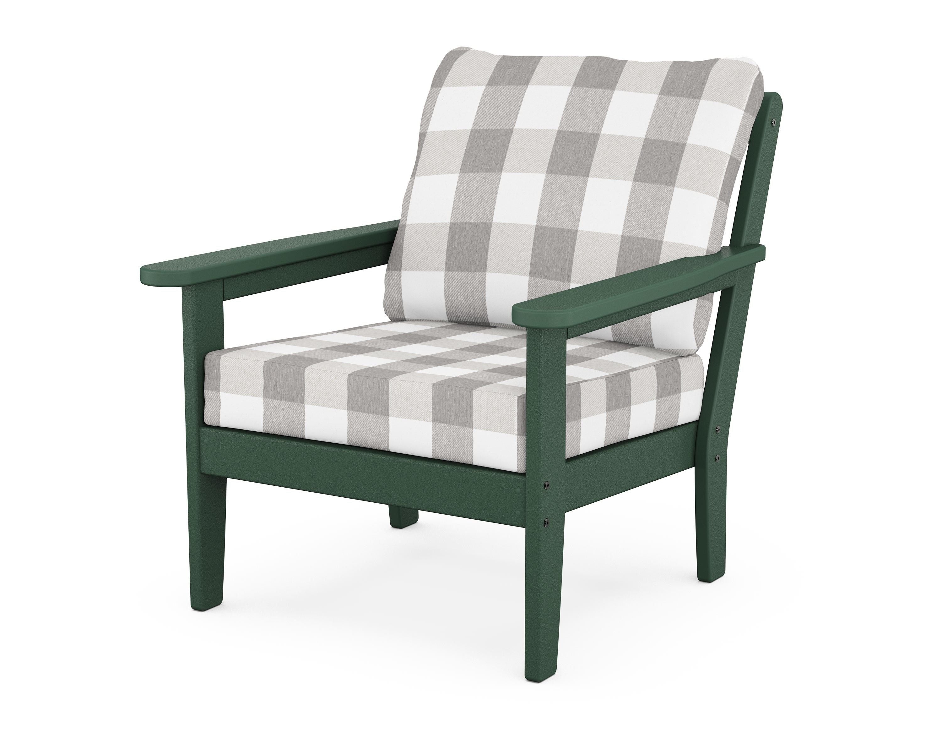 Country Living Cottage Deep Seating Chair in Green / Buffalo Plaid Grey Mist