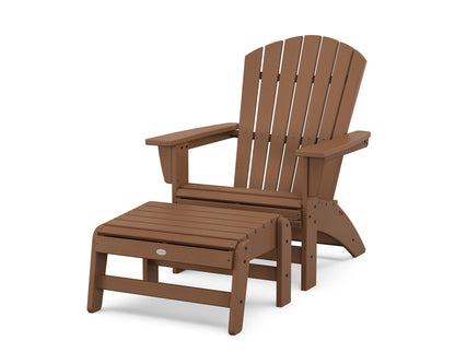 POLYWOOD® Nautical Grand Adirondack Chair with Ottoman in Teak