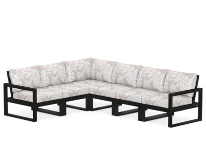 POLYWOOD® EDGE 6-Piece Modular Deep Seating Set in Black / Leaf Dune Burlap