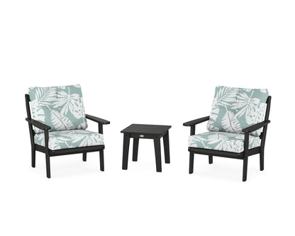 POLYWOOD® Mission 3-Piece Deep Seating Set in Black / Leaf Glacier Spa