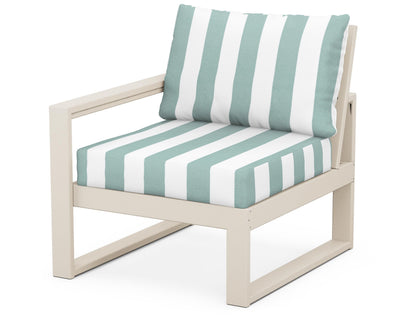 POLYWOOD® EDGE Modular Left Arm Chair in Sand / Cabana Stripe Glacier Spa