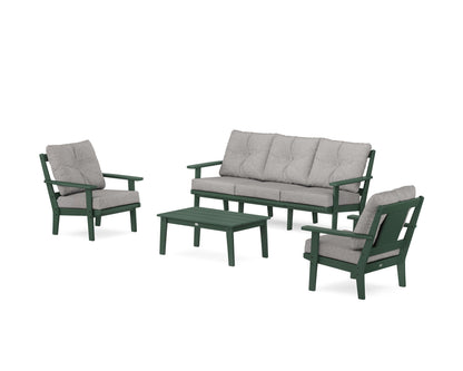POLYWOOD® Prairie 4-Piece Deep Seating Set with Sofa in Green / Grey Mist