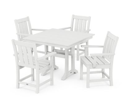 POLYWOOD® Oxford 5-Piece Farmhouse Dining Set with Trestle Legs in White
