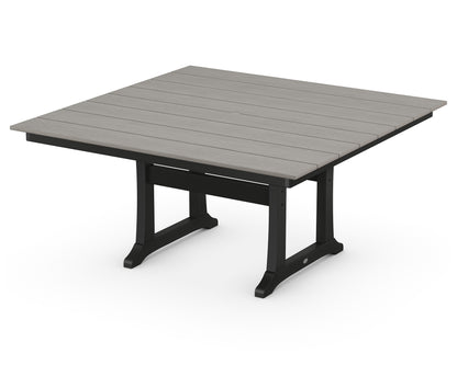 POLYWOOD® Farmhouse Trestle 59" Dining Table in Black / Driftwood