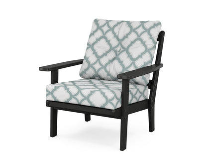 POLYWOOD® Prairie Deep Seating Chair in Black / Trellis Glacier Spa