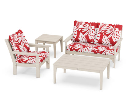 POLYWOOD® Vineyard 4-Piece Deep Seating Set in Sand / Leaf Crimson