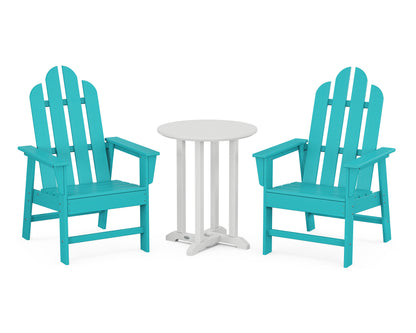 POLYWOOD® Long Island 3-Piece Round Bistro Dining Set in Aruba / White