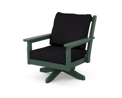 POLYWOOD® Chippendale Deep Seating Swivel Chair in Green / Midnight Linen