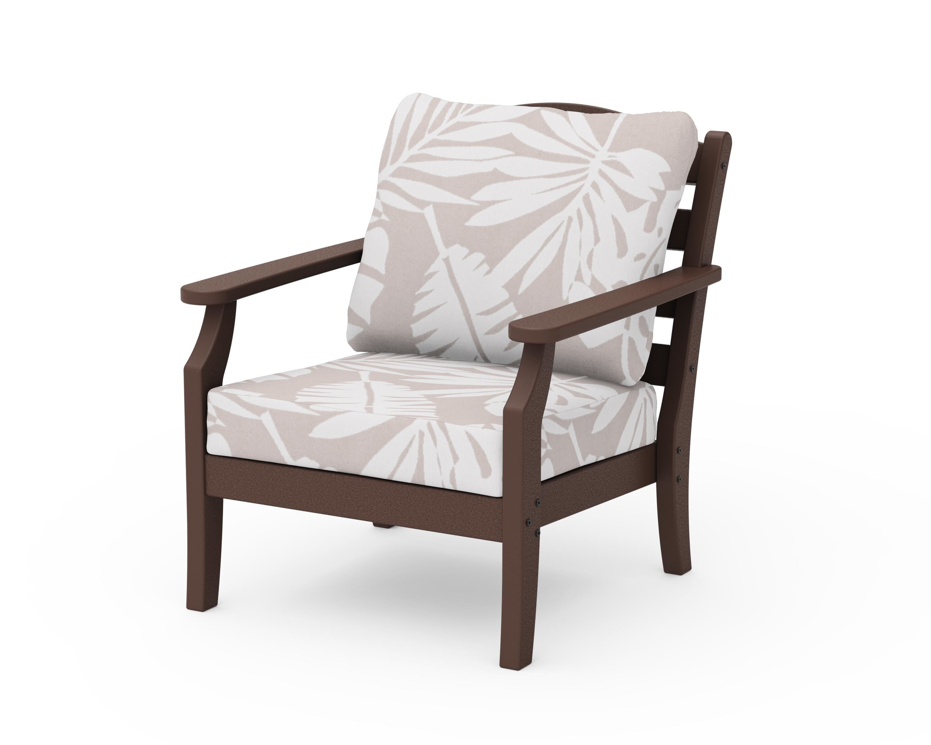 Draper James™ by  POLYWOOD® Savannah Deep Seating Chair in Mahogany / Leaf Dune Burlap