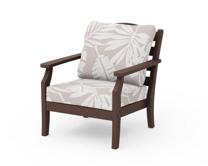 Draper James™ by  POLYWOOD® Savannah Deep Seating Chair in Mahogany / Leaf Dune Burlap