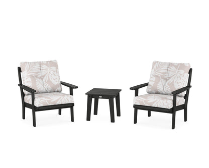 POLYWOOD® Mission 3-Piece Deep Seating Set in Black / Leaf Dune Burlap
