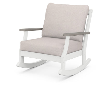 POLYWOOD® Braxton Deep Seating Rocking Chair in White / Driftwood / Dune Burlap