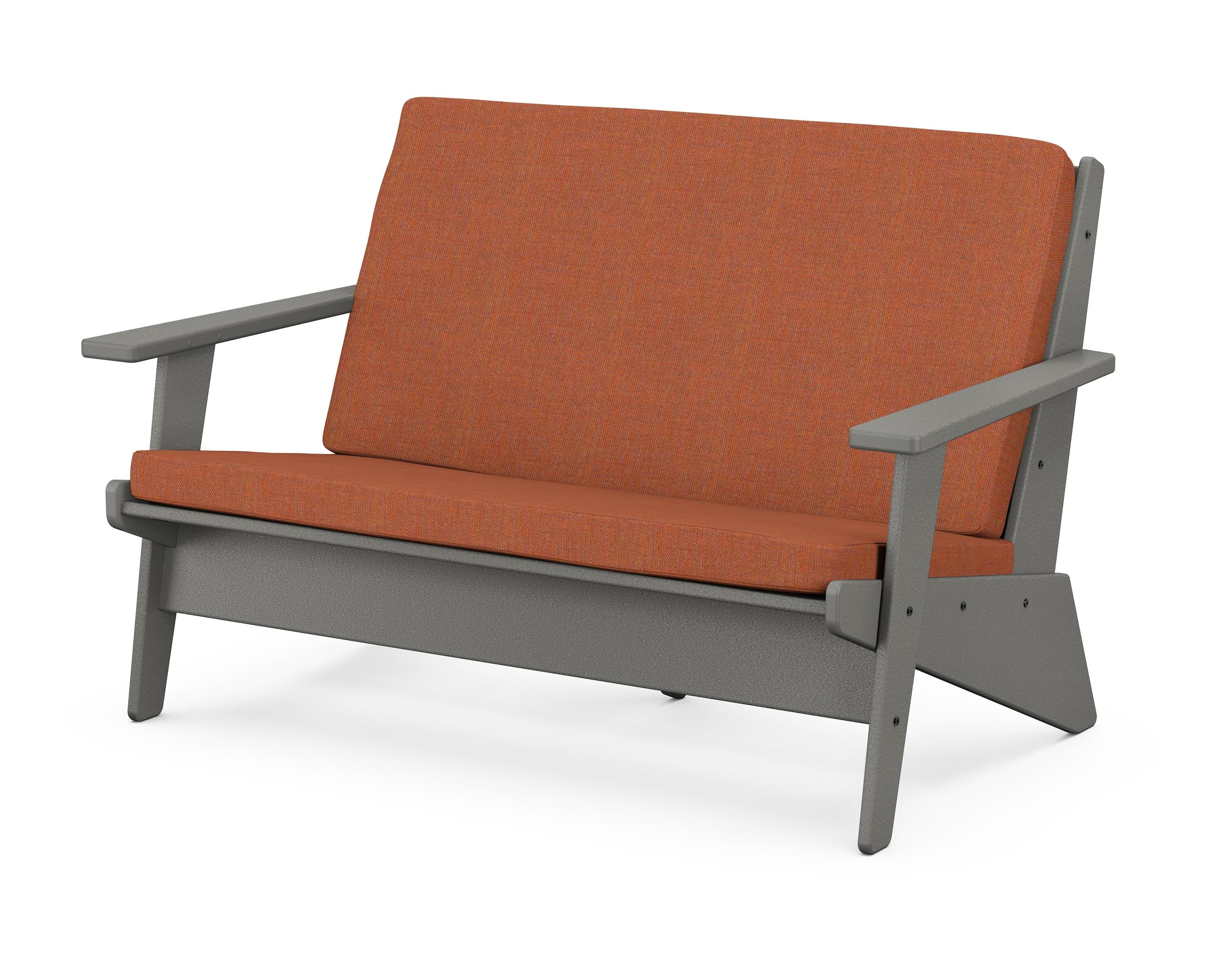 POLYWOOD® Riviera Modern Lounge Loveseat in Slate Grey / Play Adobe