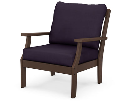 POLYWOOD® Braxton Deep Seating Chair in Mahogany / Navy Linen