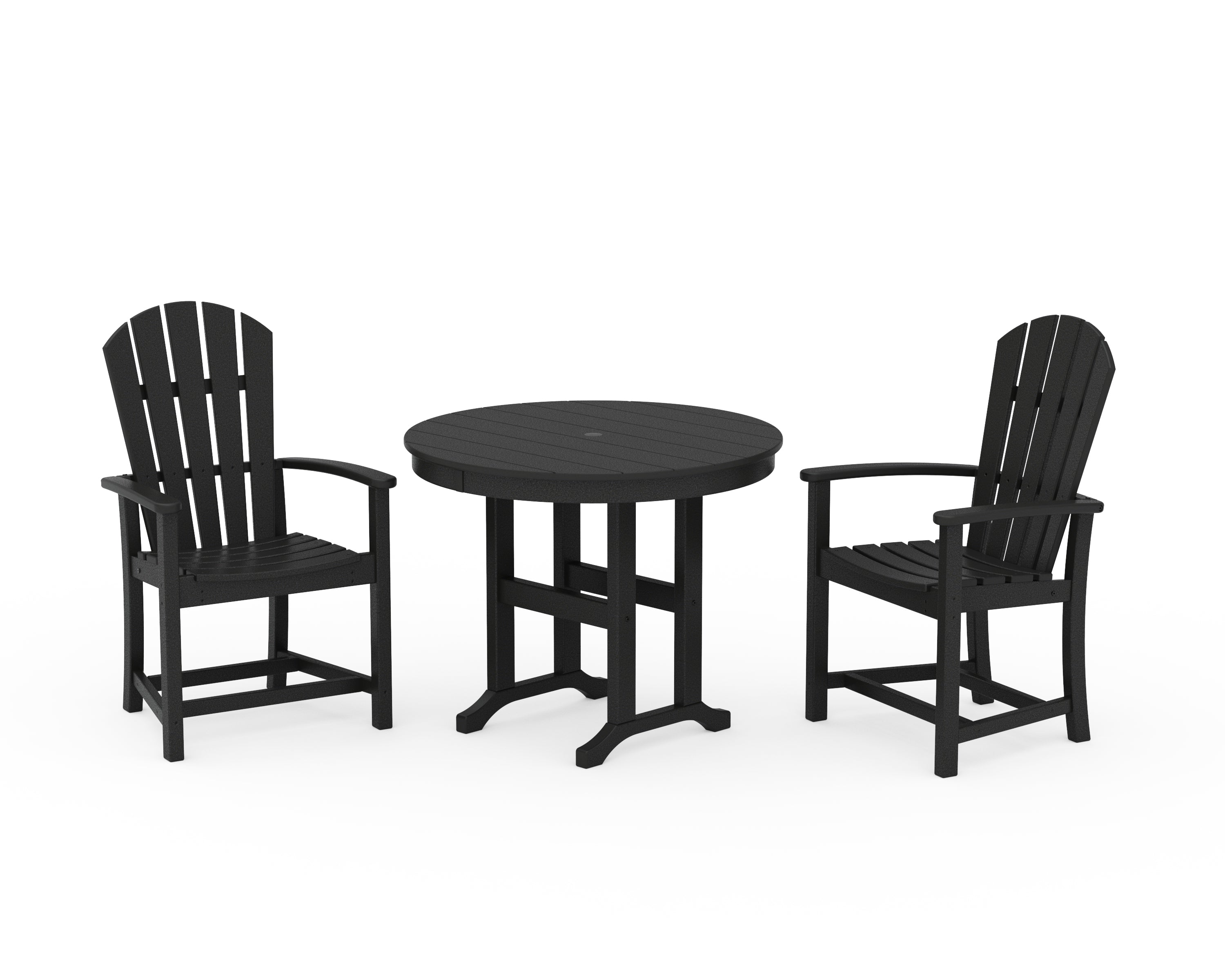 POLYWOOD® Palm Coast 3-Piece Round Farmhouse Dining Set in Black