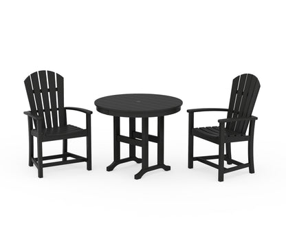 POLYWOOD® Palm Coast 3-Piece Round Farmhouse Dining Set in Black