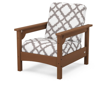 POLYWOOD® Club Chair in Teak / Trellis Grey Mist