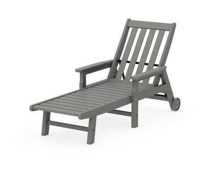 POLYWOOD® Vineyard Chaise with Arms and Wheels in Slate Grey