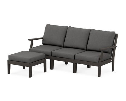 POLYWOOD® Braxton Modular 4-Piece Deep Seating Set with Ottoman in Vintage Coffee / Spectrum Carbon