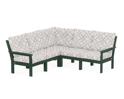 POLYWOOD® Vineyard 5-Piece Sectional in Green / Trellis Dune Burlap