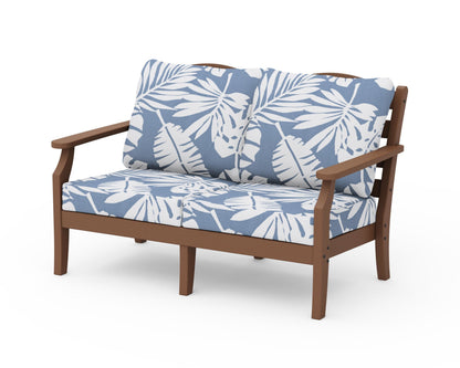 Draper James™ by  POLYWOOD® Savannah Deep Seating Loveseat in Teak / Leaf Sky Blue
