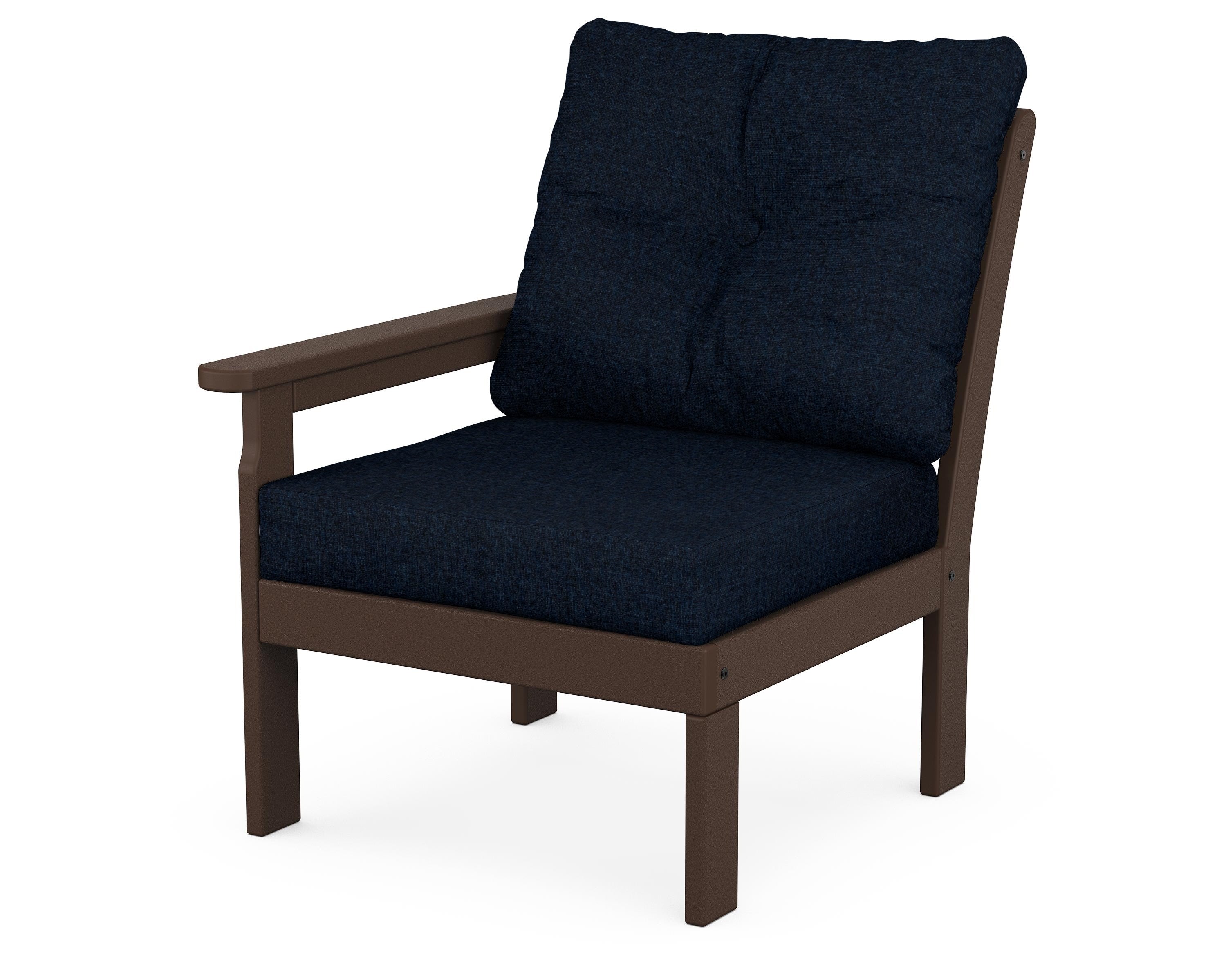POLYWOOD® Vineyard Modular Left Arm Chair in Mahogany / Marine Indigo