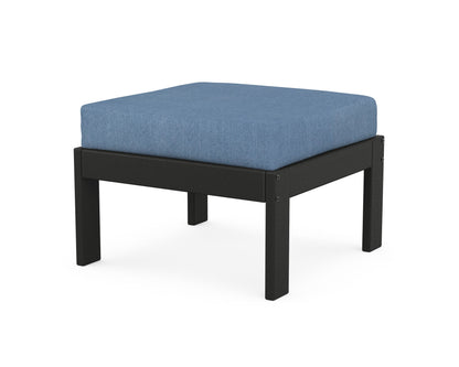 POLYWOOD® Vineyard Modular Ottoman in Black / Sky Blue