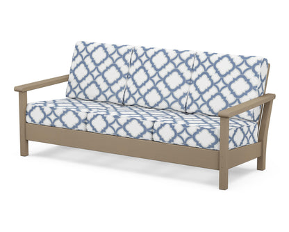 POLYWOOD® Harbour Deep Seating Sofa in Vintage Sahara / Trellis Sky Blue