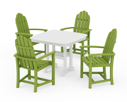 POLYWOOD® Classic Adirondack 5-Piece Dining Set in Lime / White