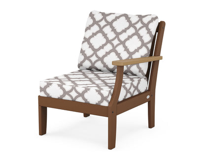 POLYWOOD® Braxton Modular Right Arm Chair in Teak / Natural / Trellis Grey Mist